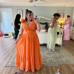 Elegant Orange Evening Gown